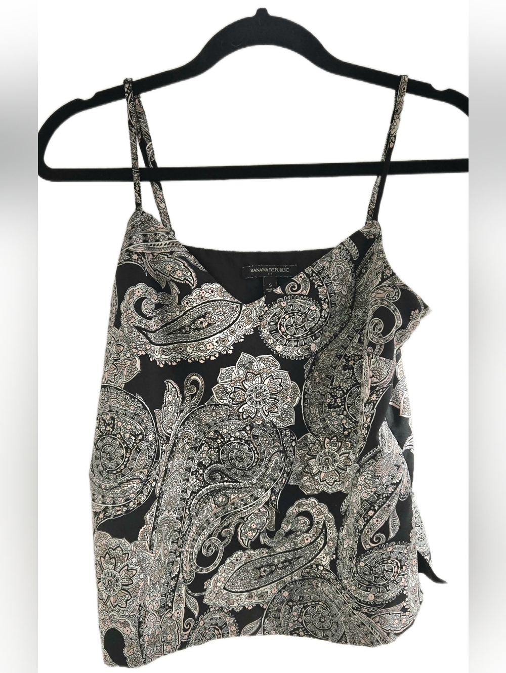 🖤 Banana Republic Boho Paisley Cami Tank S | Adjustable Straps Flowy Side Slits